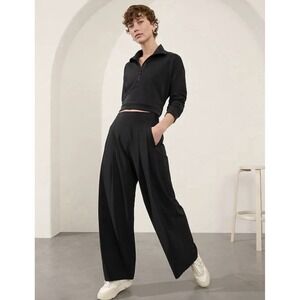 Athleta 14‎ Brooklyn Heights High Rise Pleated Wide Leg Pant Black Minimalist